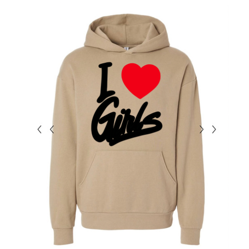 I ❤️ girls hoodie tan