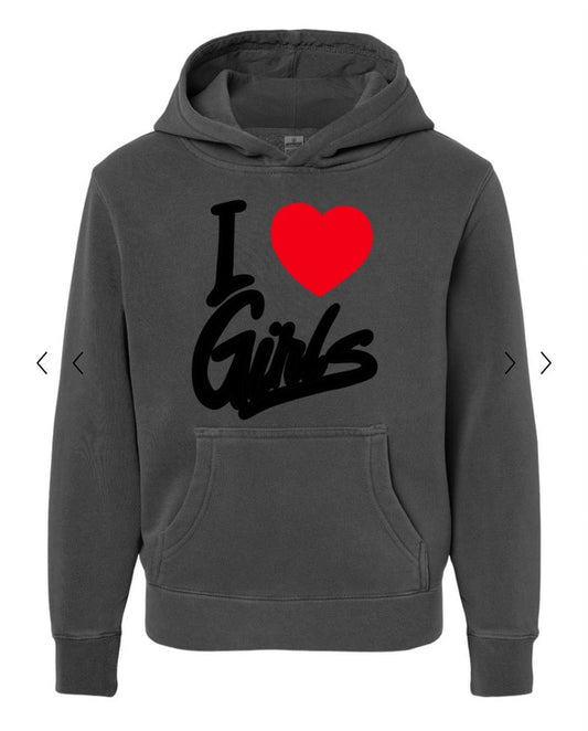 I ❤️ girls hoodie dark grey