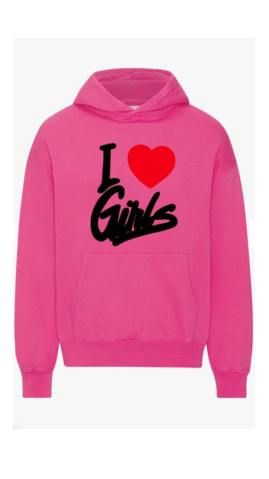 I ❤️ girls hoodie pink